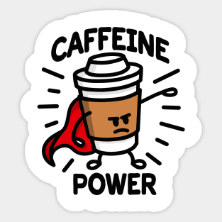 Caffeine power superhero coffee lovers cartoon Sticker